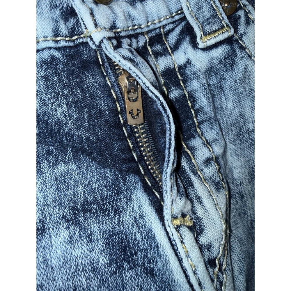 True Religion Jeans Rocco 29x34 Big T Flap Pocket Relaxed Skinny Acid Wash - Picture 6 of 14